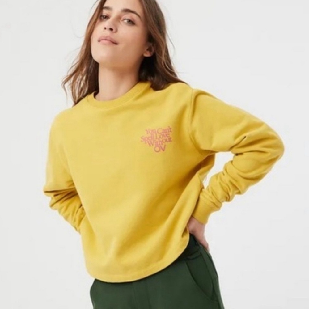 Outdoor Voices,  Love Without OV Cropped Sweatshirt, Dijon, Size Small